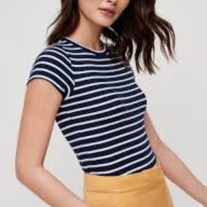 Aritzia Wilfred Desiree T-Shirt Striped Rib Knit T-Shirt Size Small
